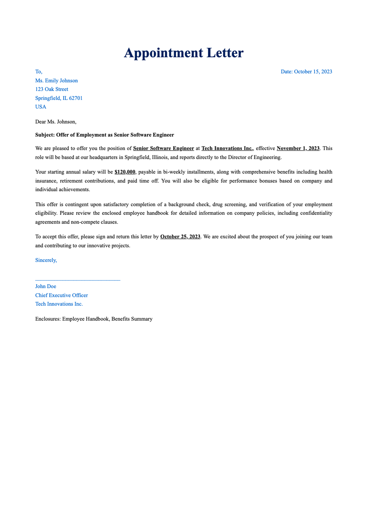 Conditional employment offer letter for graphic designer with blue geometric borders_variant_2